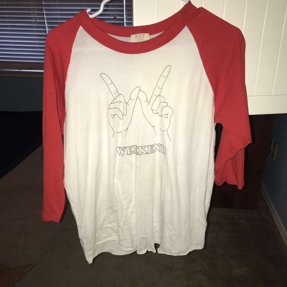 Red and white baseball Tee